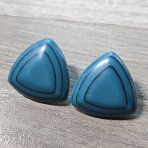 Vintage Blue Triangle Earrings